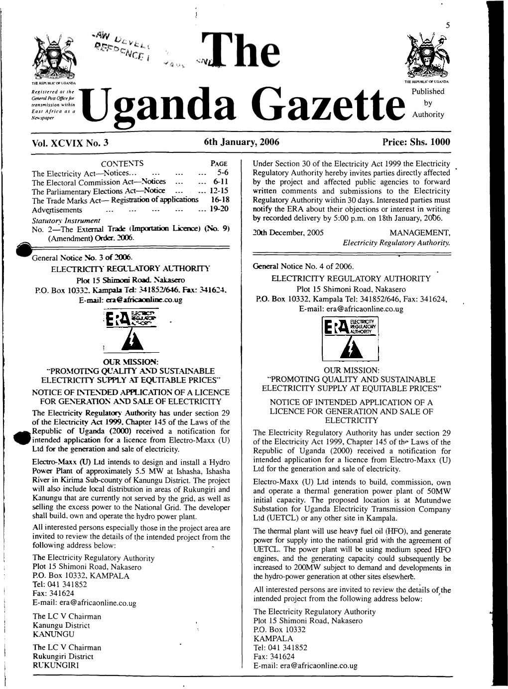 — Uganda Gazette