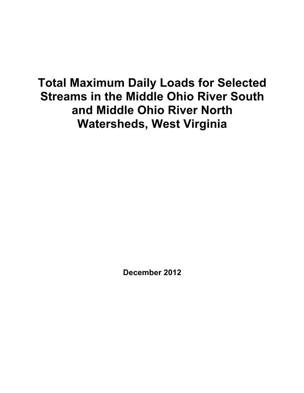 U.S. EPA Approved Middle Ohio North TMDL Report