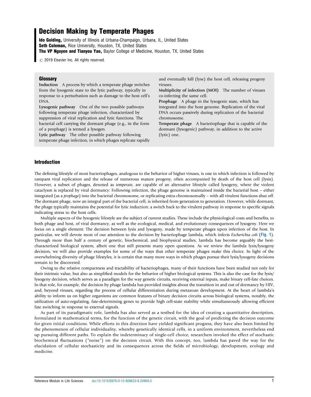 Decision Making by Temperate Phages