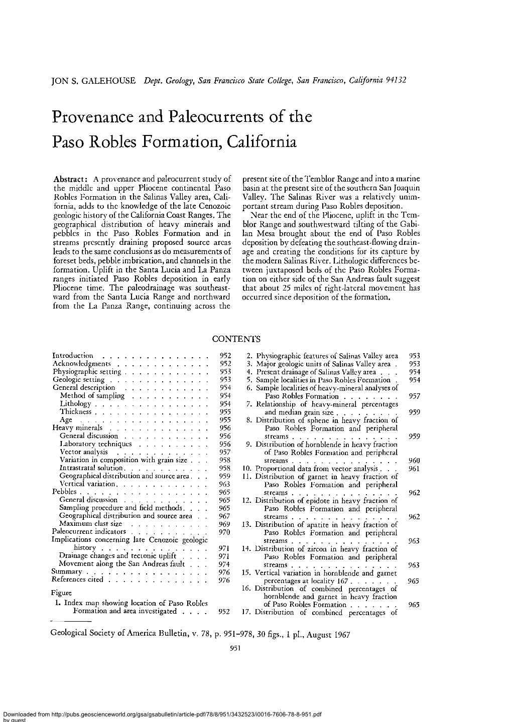 JON S. GALEHOUSE Dept. Geology, San Francisco State College, San Francisco, California 94132