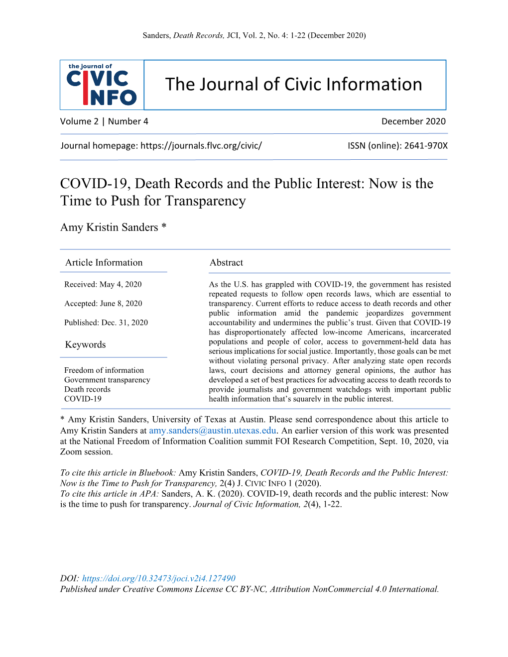 The Journal of Civic Information