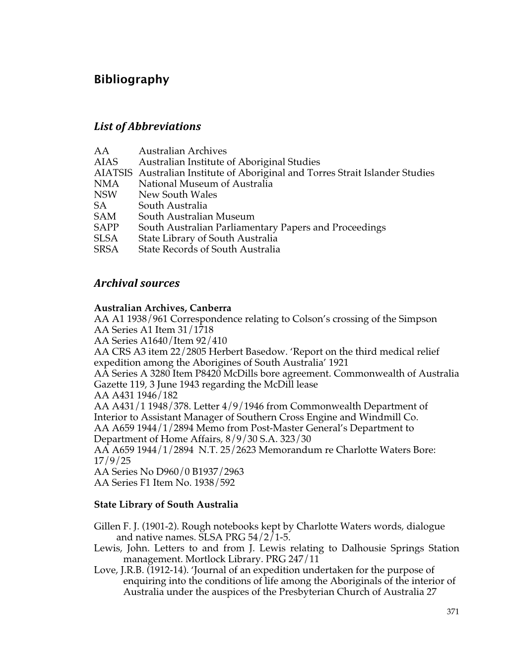 Bibliography List of Abbreviations Archival Sources