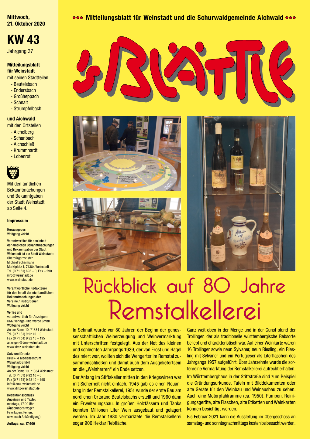 Mitteilungsblatt Für Weinstadt Und Die Schurwaldgemeinde Aichwald 21