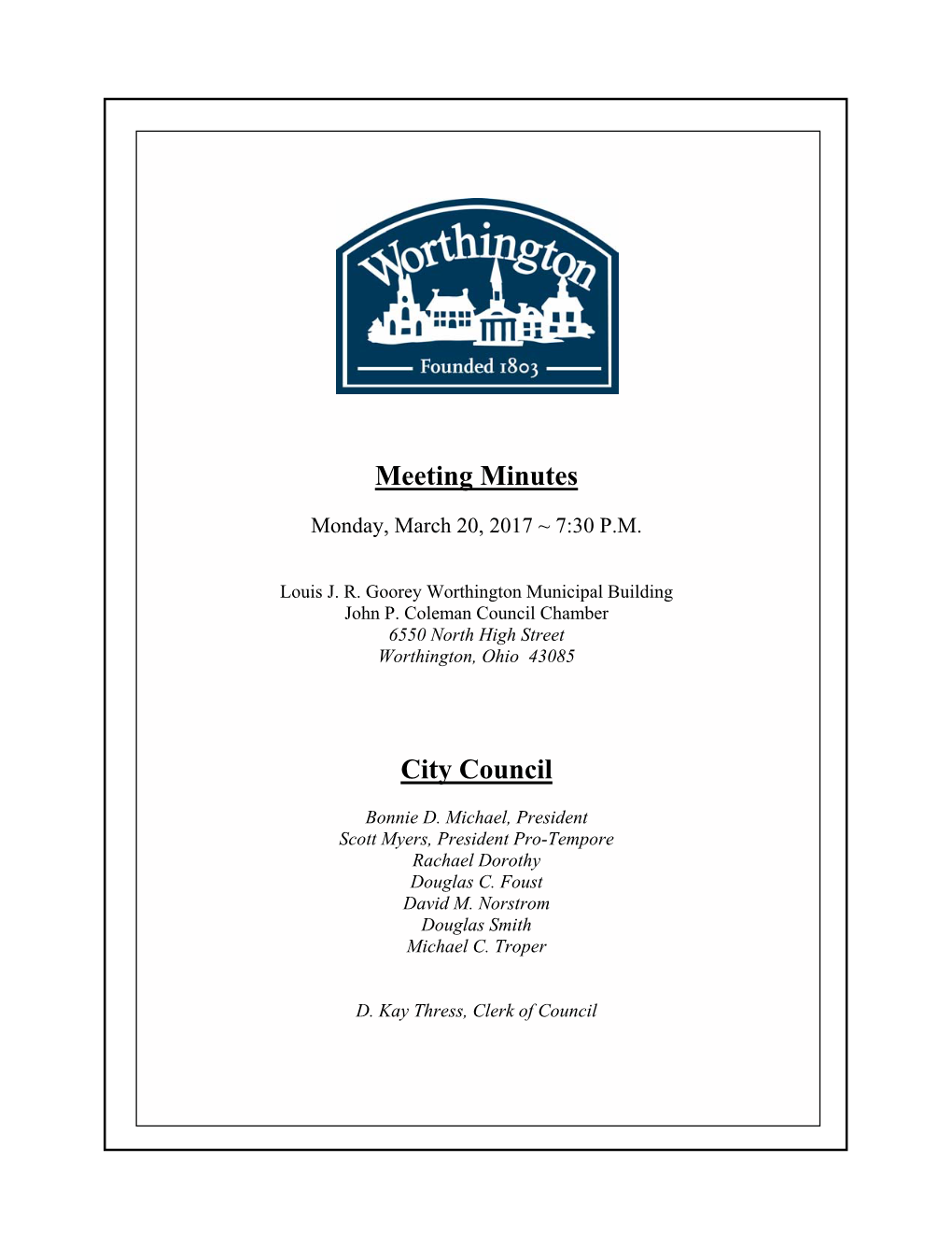 Meeting Minutes City Council