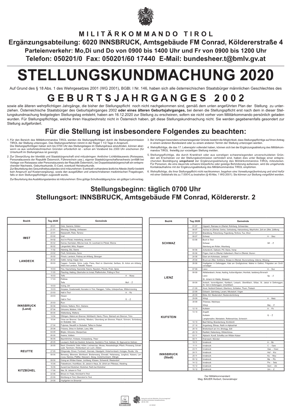 Musterung 2020