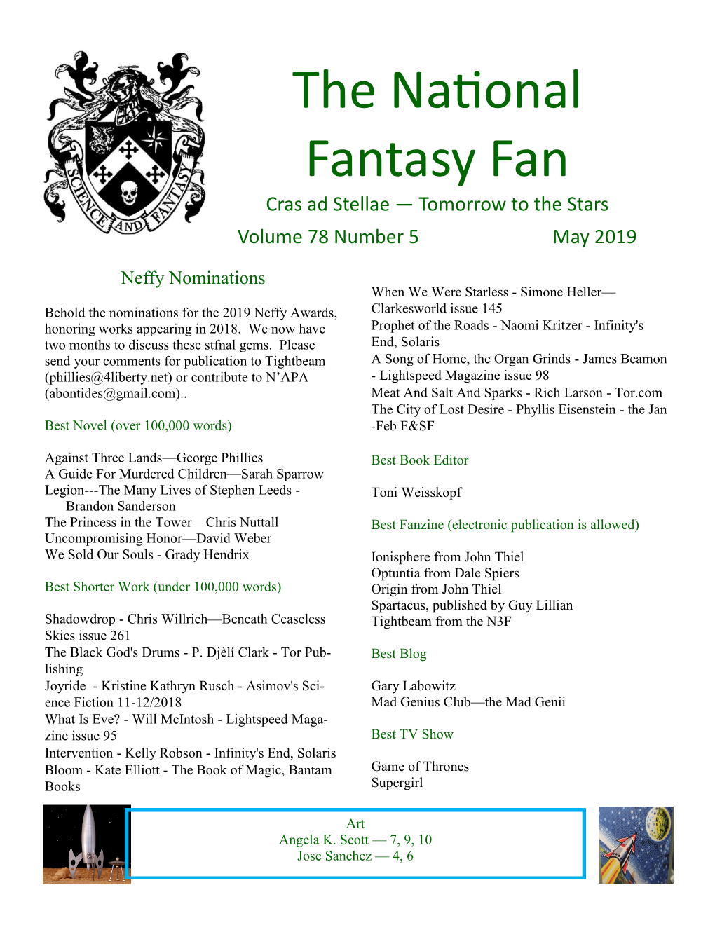 The National Fantasy Fan Cras Ad Stellae — Tomorrow to the Stars Volume 78 Number 5 May 2019