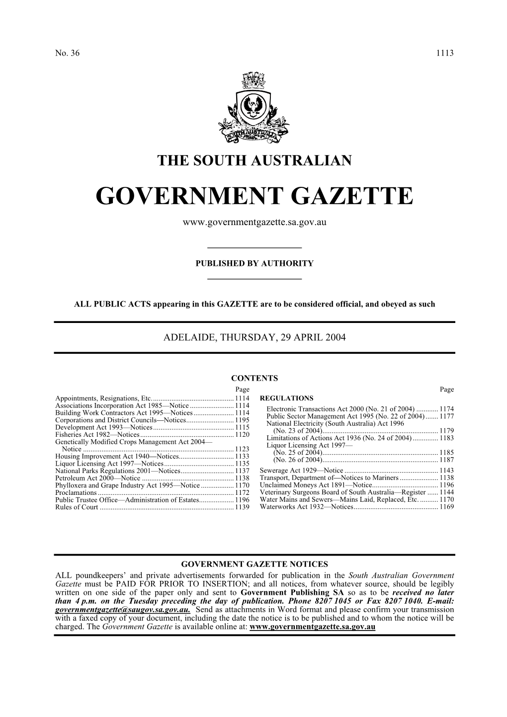 Liquor Licensing Act 1997— Notice