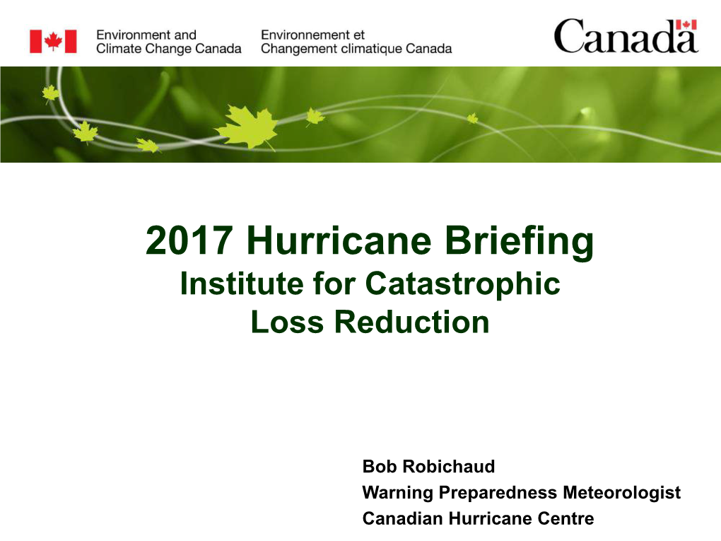 Communication of Tropical Cyclone Forecasts in Canada