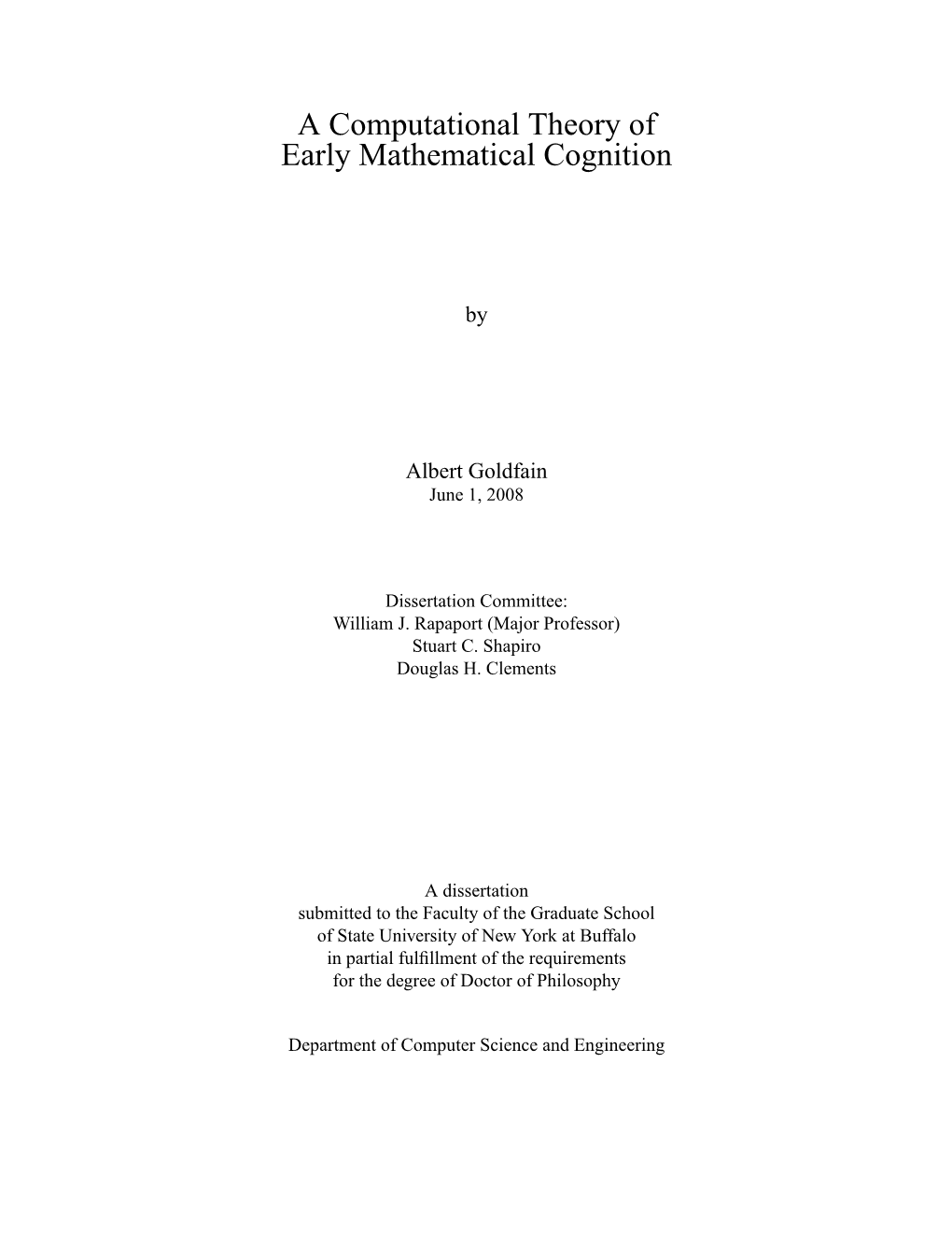 A Computational Theory of Early Mathematical Cognition