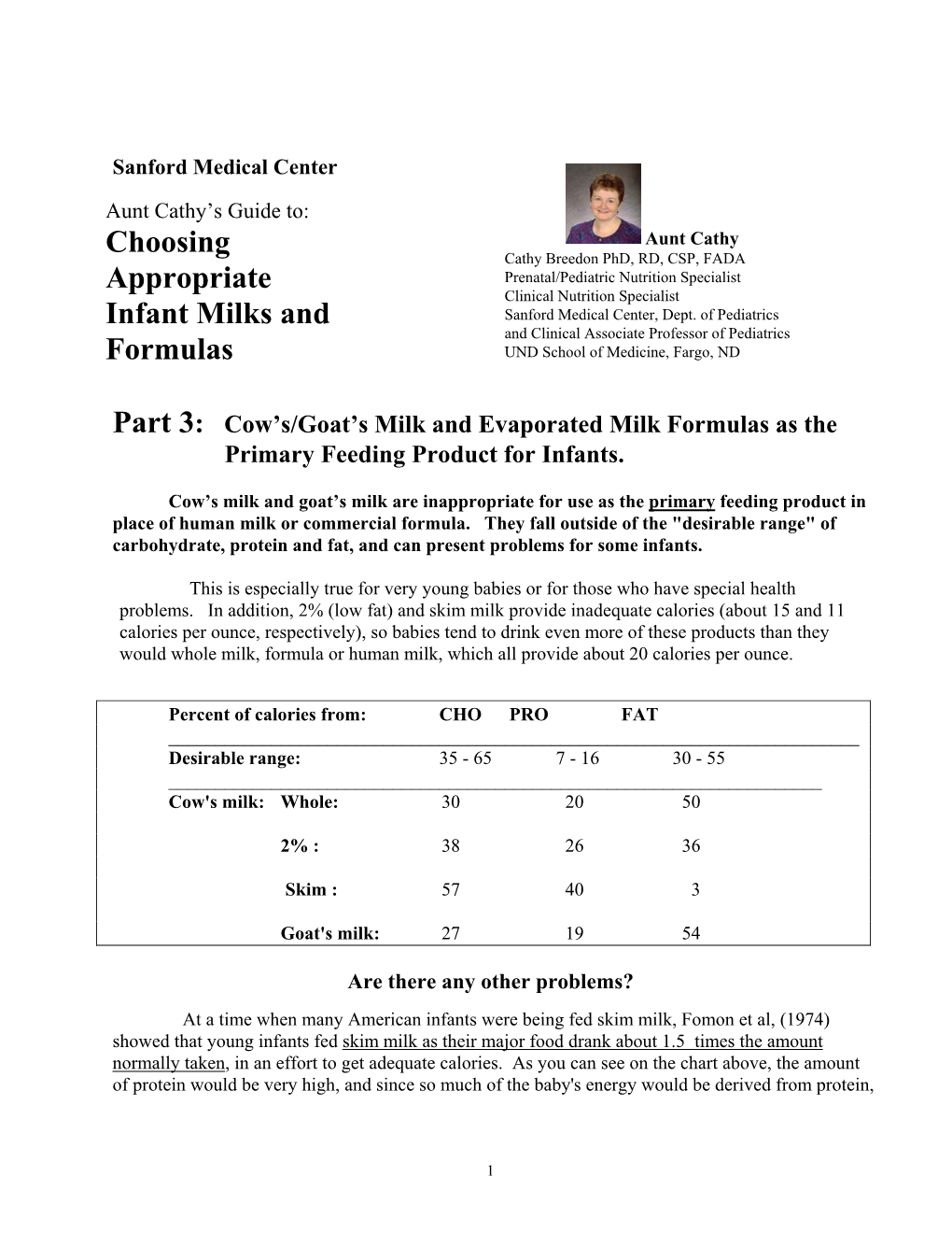 Choosing Appropriate Infant Milks and Formulas
