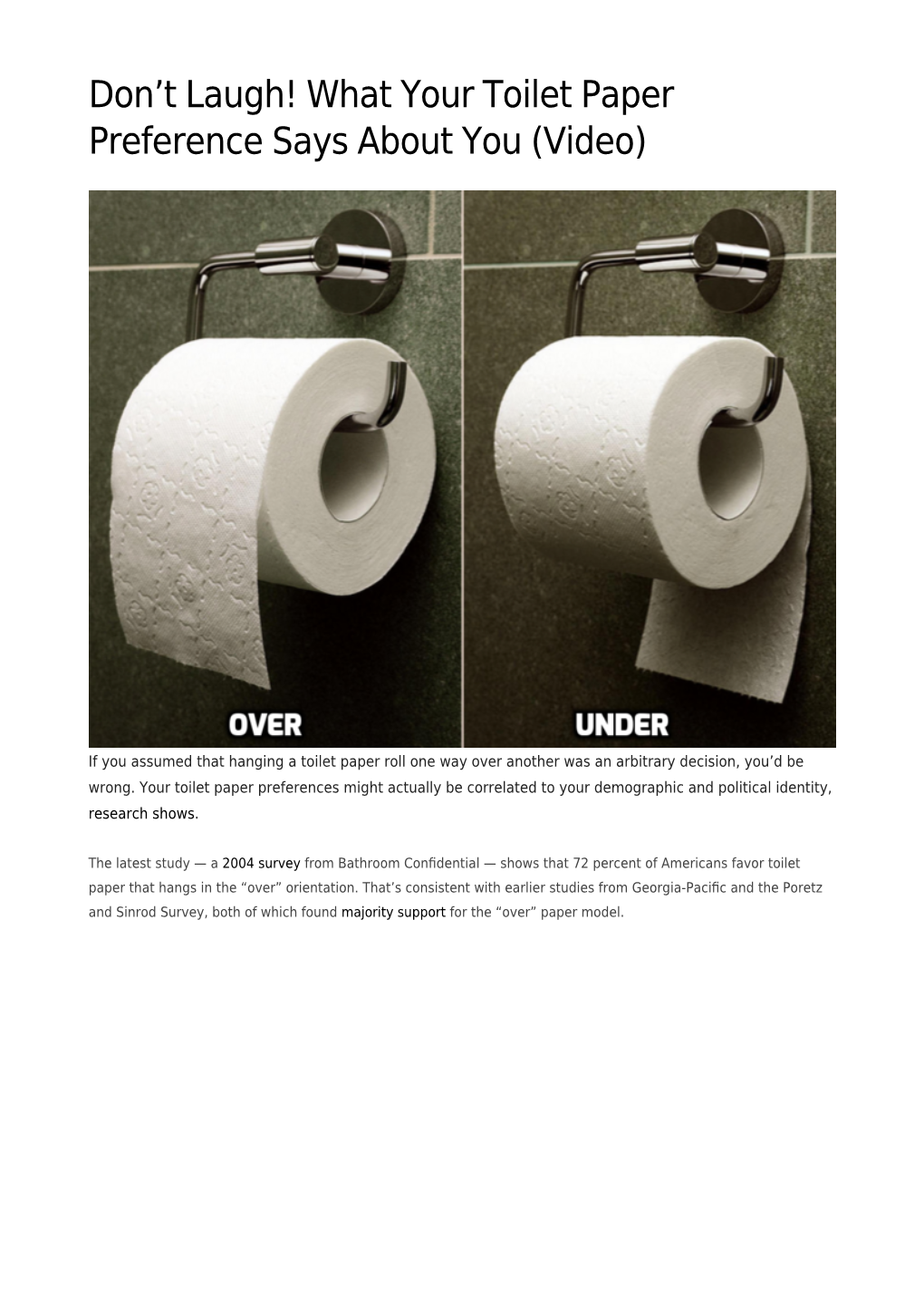 What Your Toilet Paper Preference Says About You (Video)