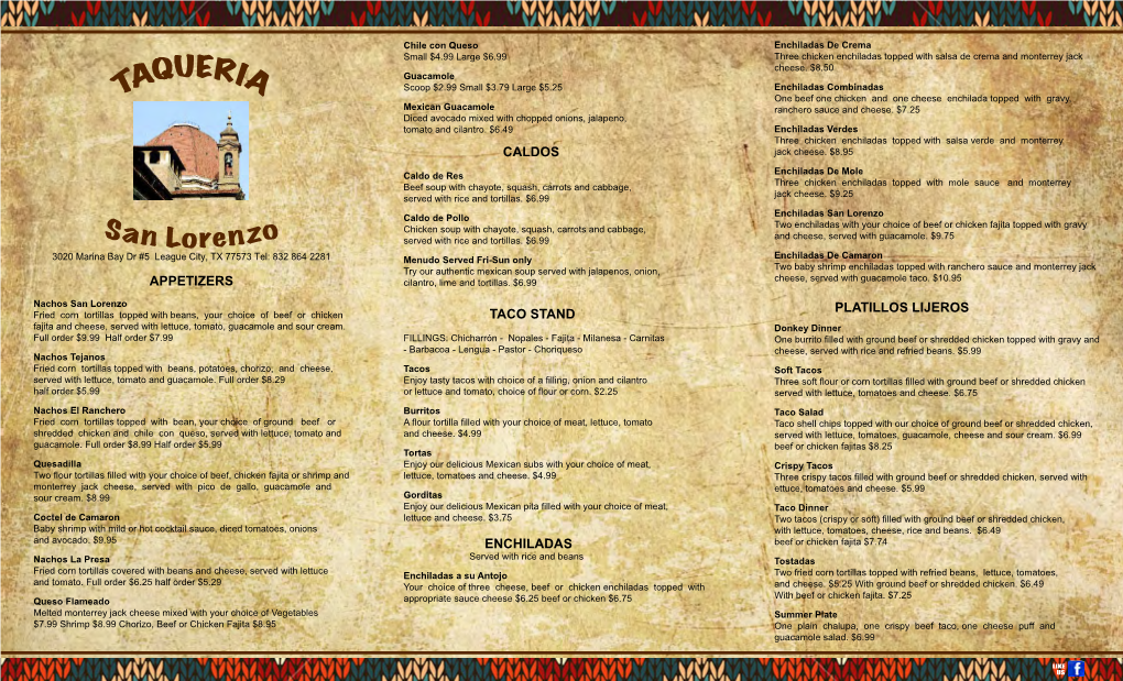 Taqueria Menu