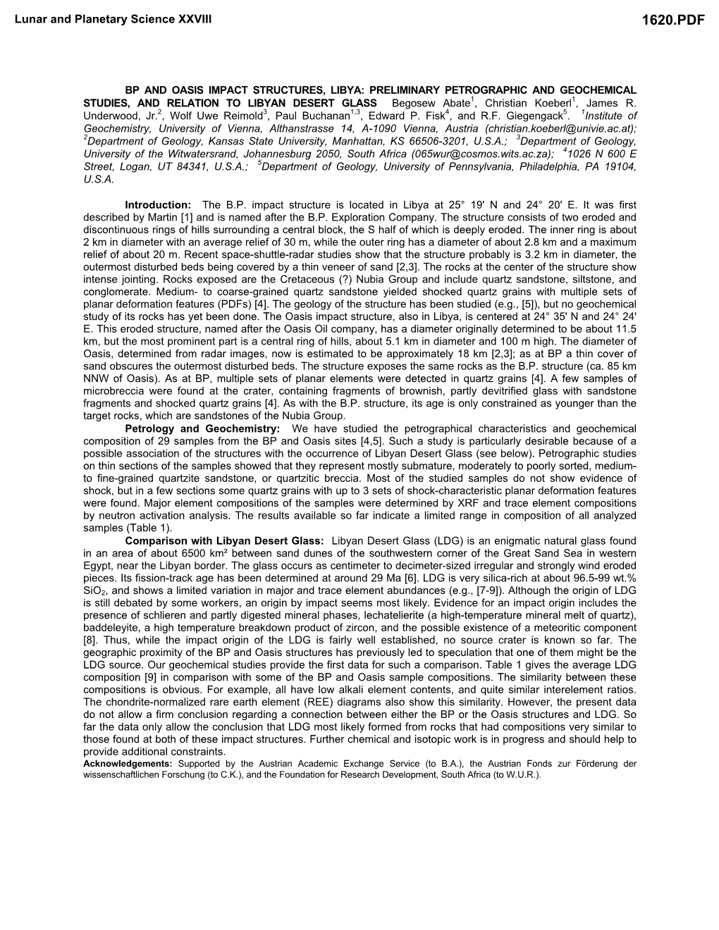 BP and Oasis Impact Structures, Libya