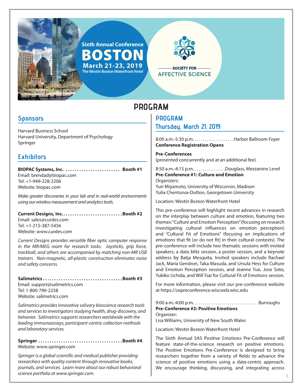 BOSTON March 21-23, 2019 the Westin Boston Waterfront Hotel