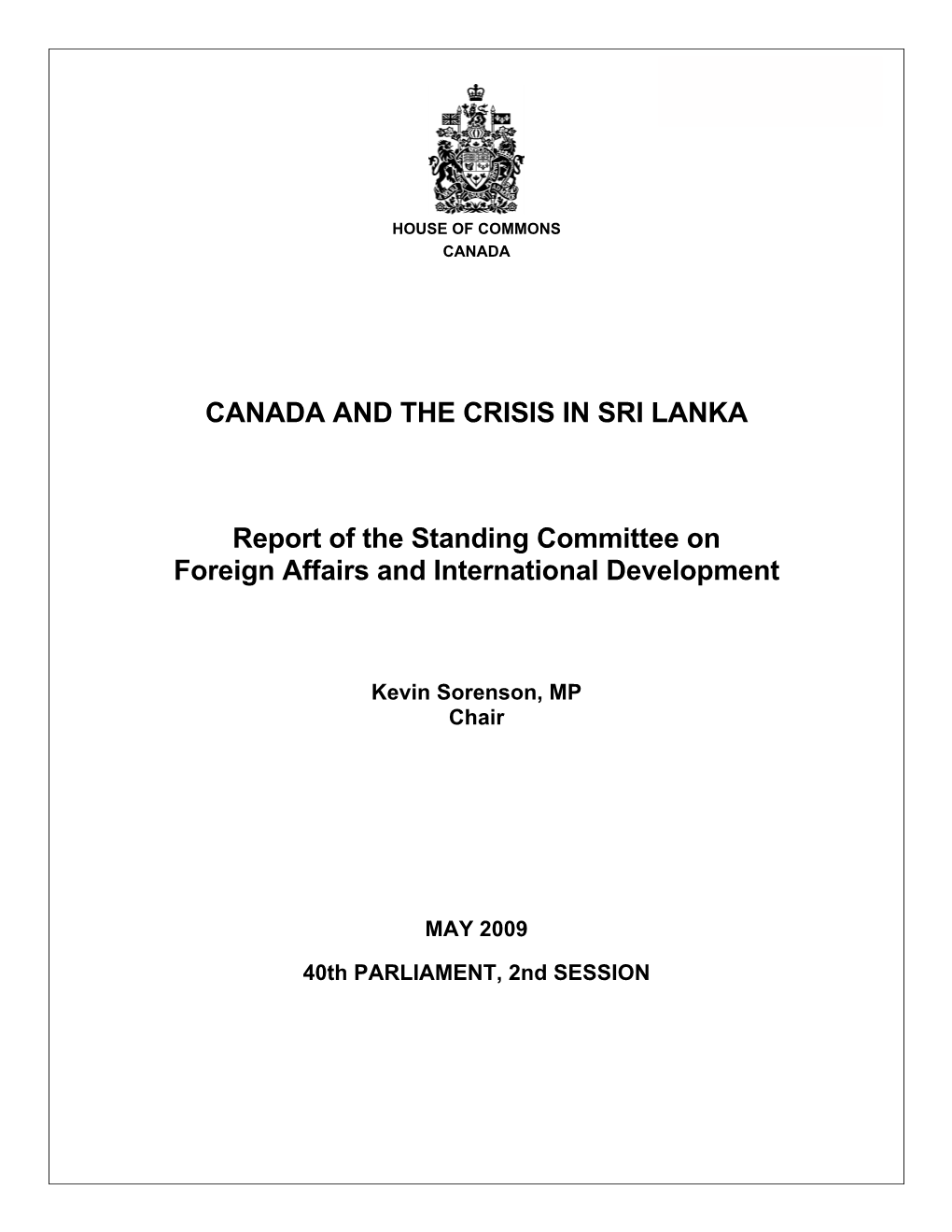 Canada and the Crisis in Sri Lanka