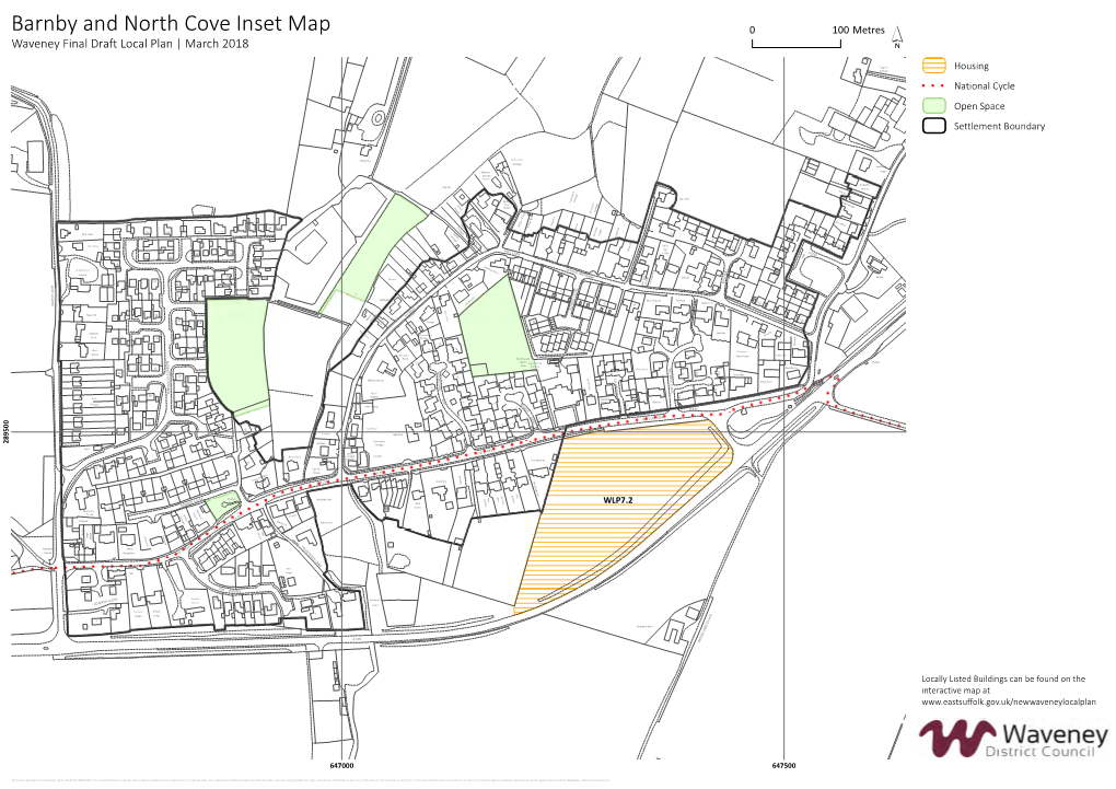 Barnby and North Cove Inset Map 0 100 Metres Waveney Final Draft Local Plan | March 2018