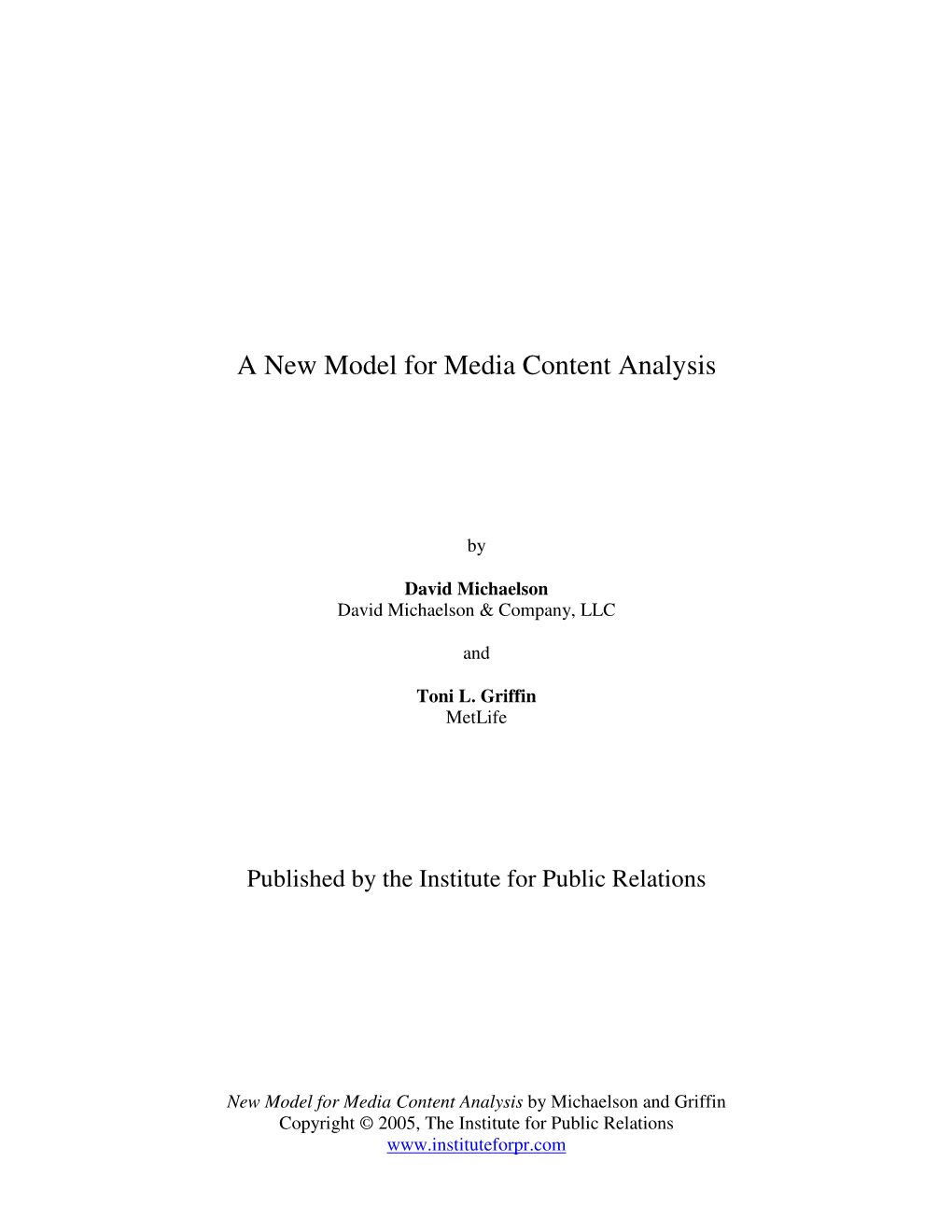 A New Model for Media Content Analysis