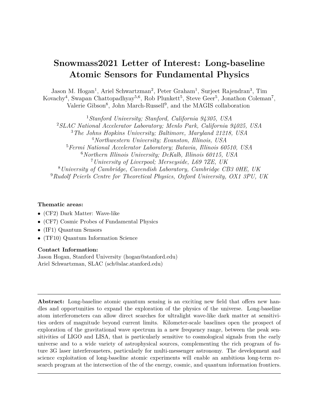 Long-Baseline Atomic Sensors for Fundamental Physics