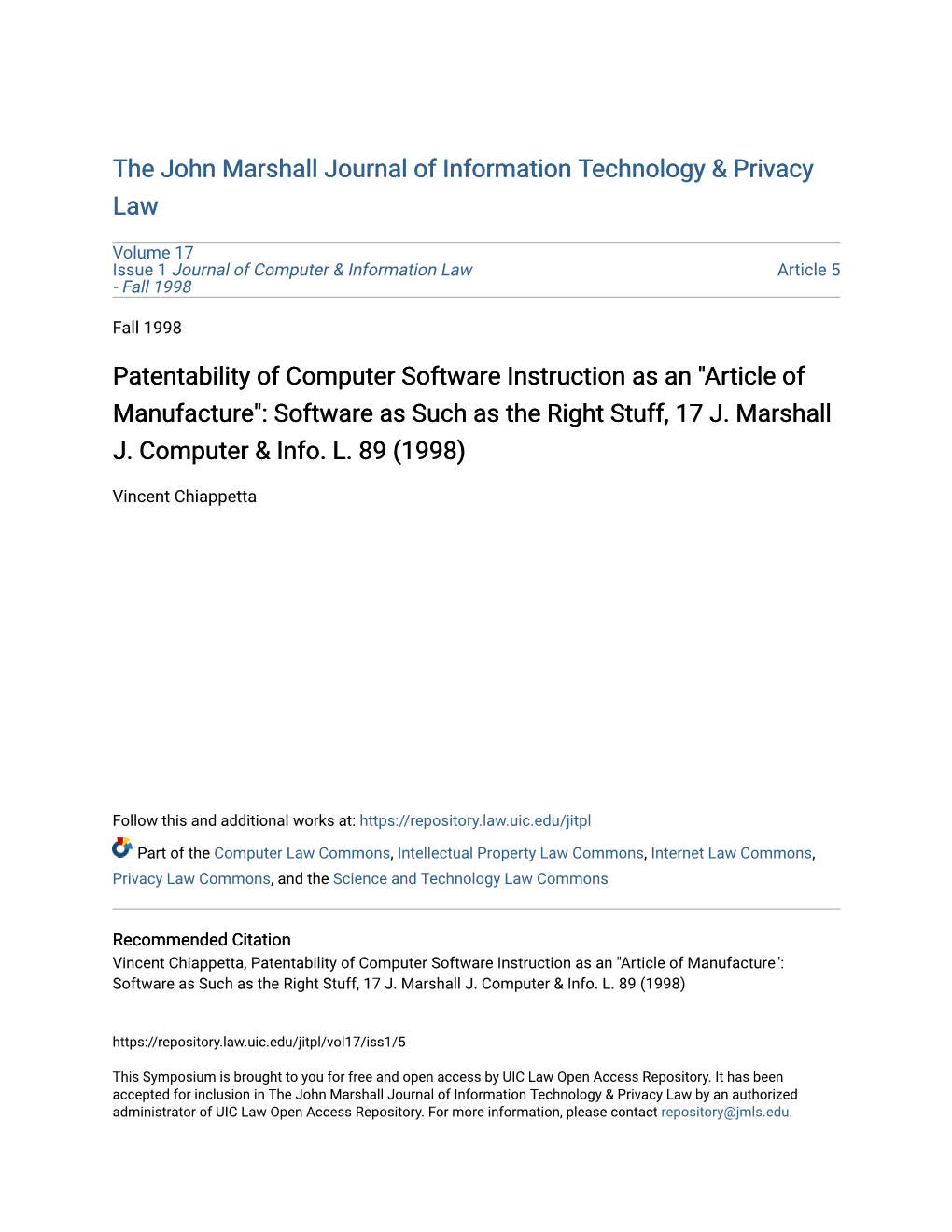 Patentability of Computer Software Instruction As an 