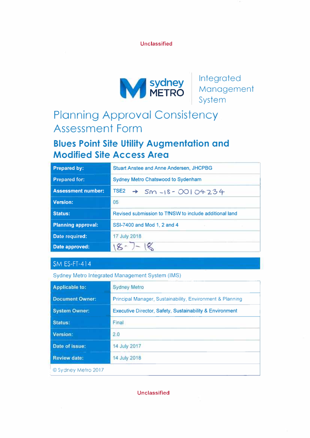 Msydney Planning Approval Consistency Assessment Form