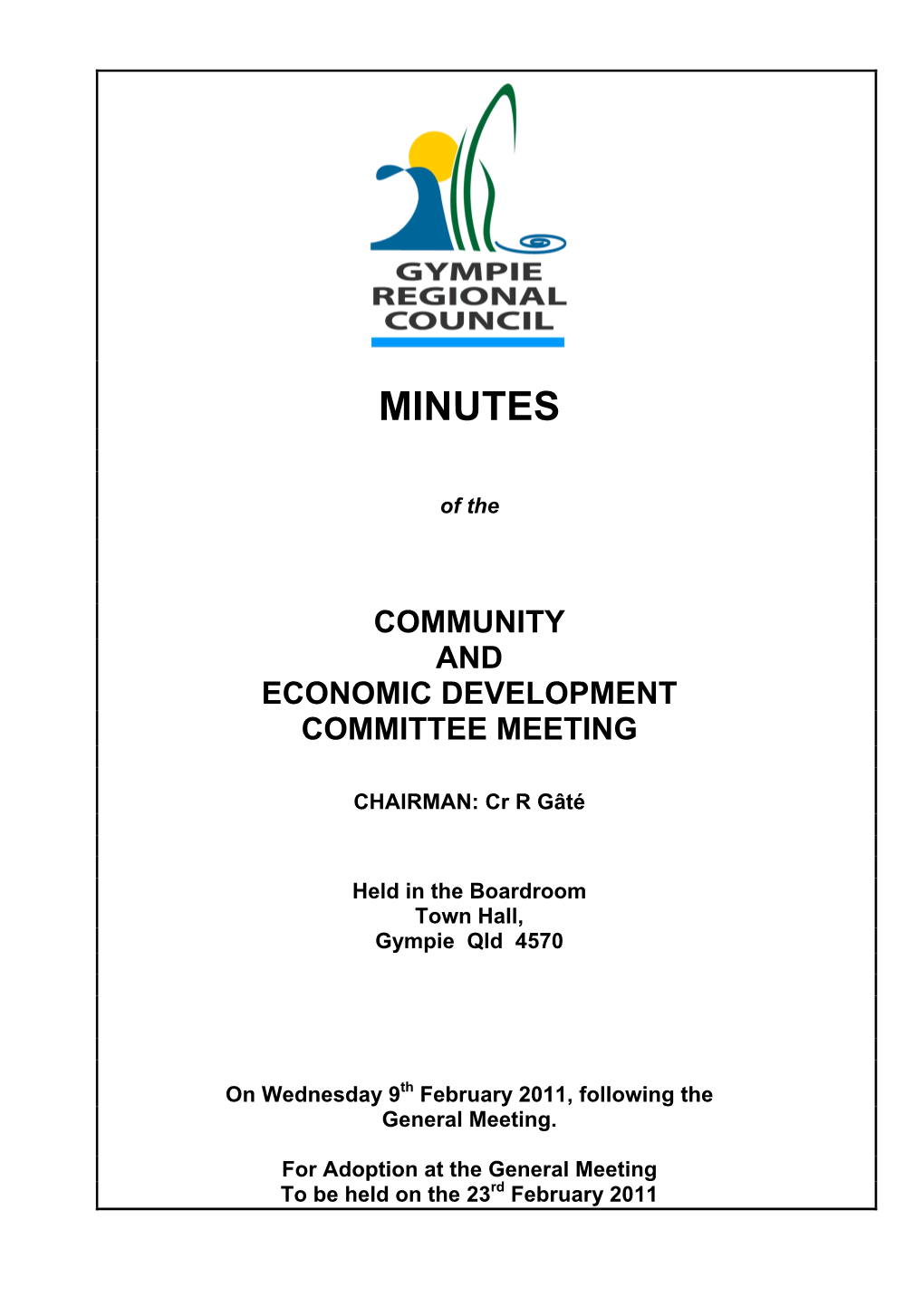 2011-02-09 Community & Economic Development Committee Meeting