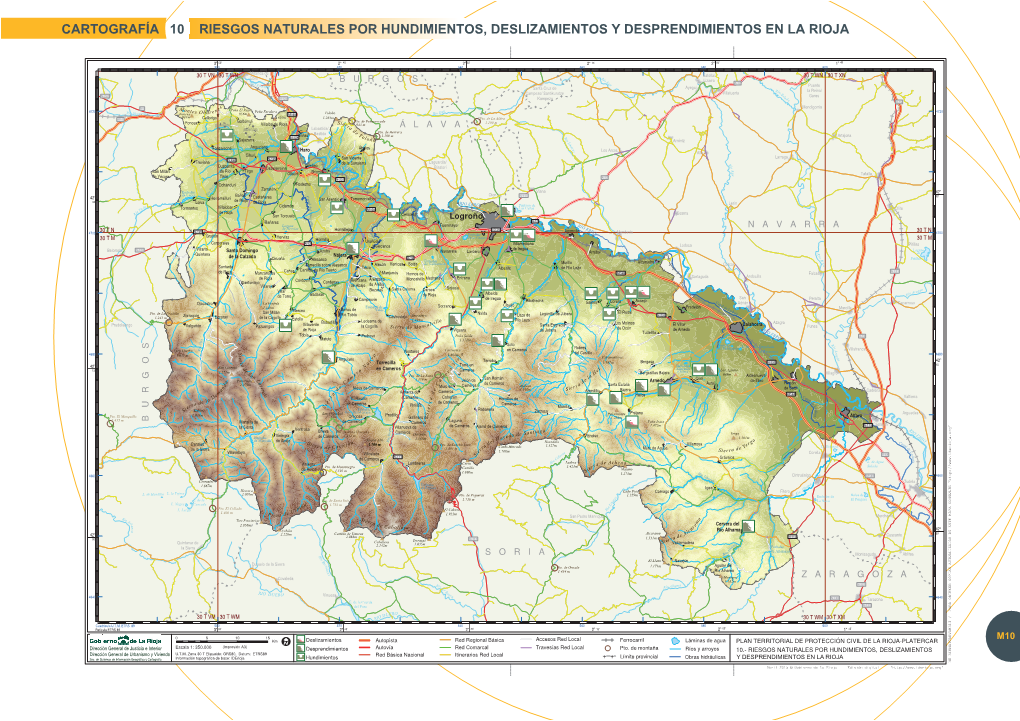 Cartografía 10 Riesgos Naturales Por Hundimientos, Deslizamientos Y Desprendimientos En La Rioja