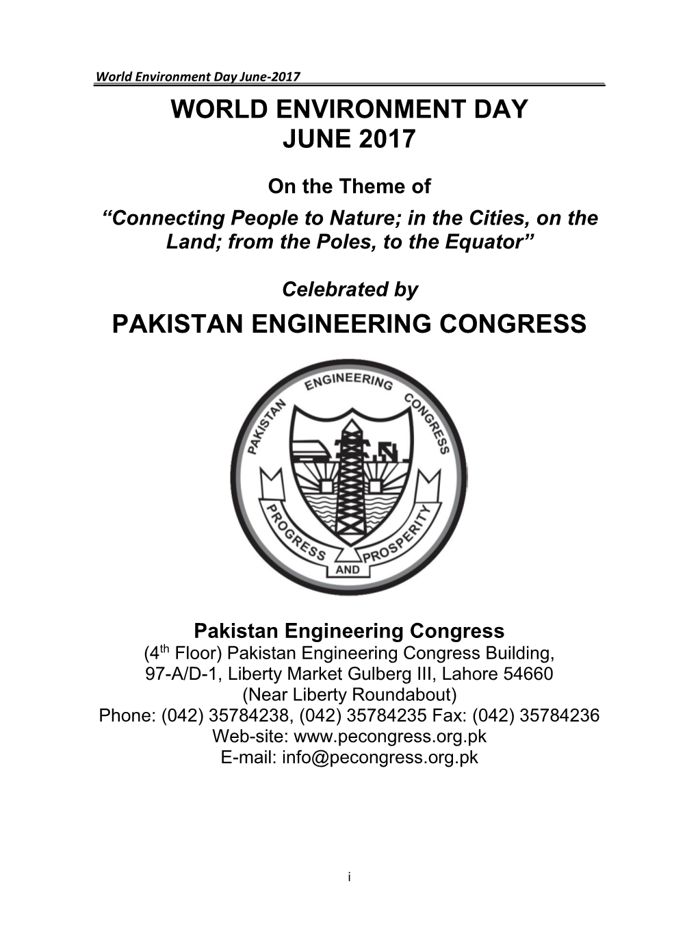 World Environment Day June 2017 Pakistan Engineering Congress