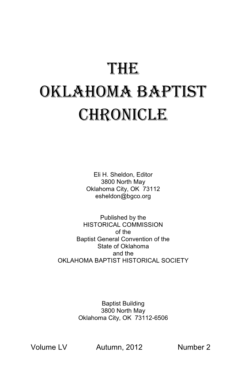 The Oklahoma Baptist Chronicle