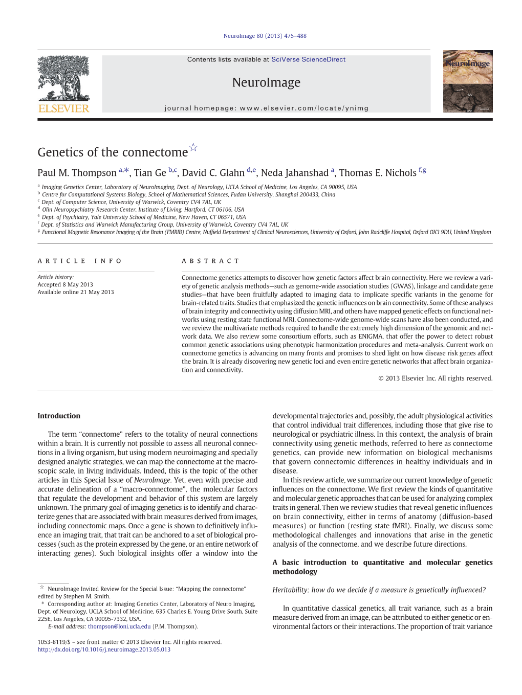 Genetics of the Connectome☆