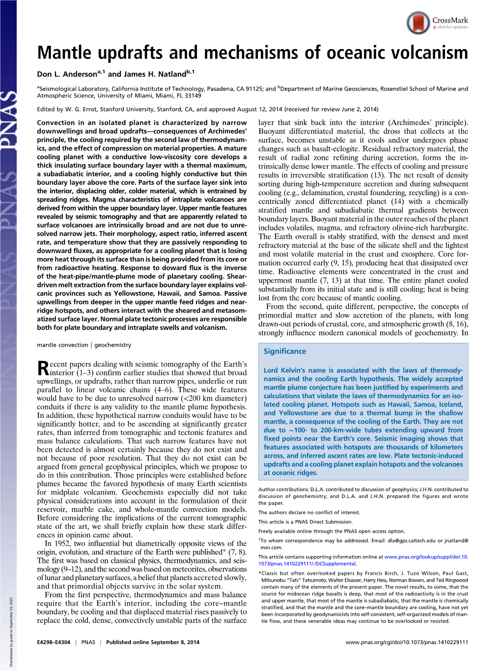 Mantle Updrafts and Mechanisms of Oceanic Volcanism