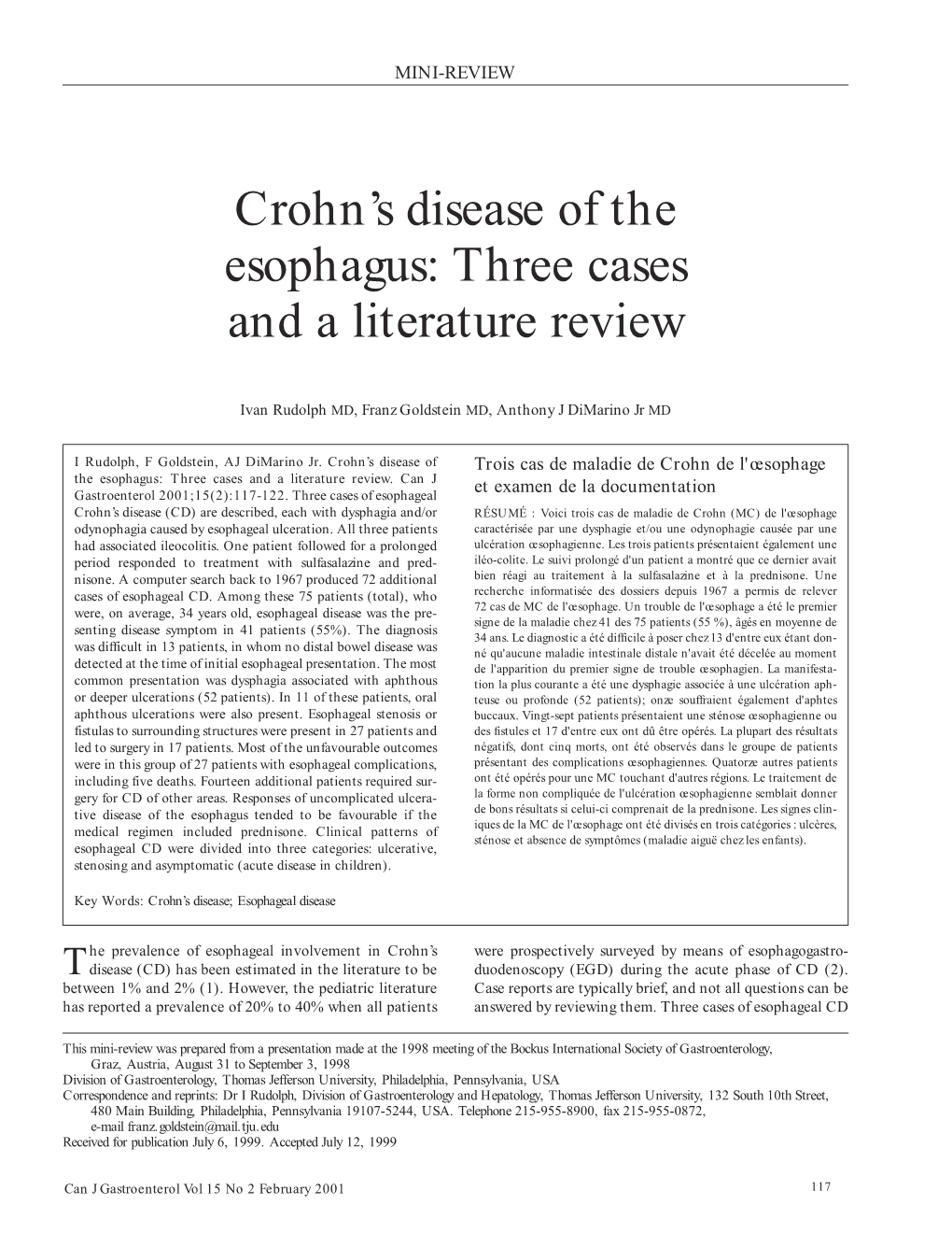 Crohn's Disease of the Esophagus