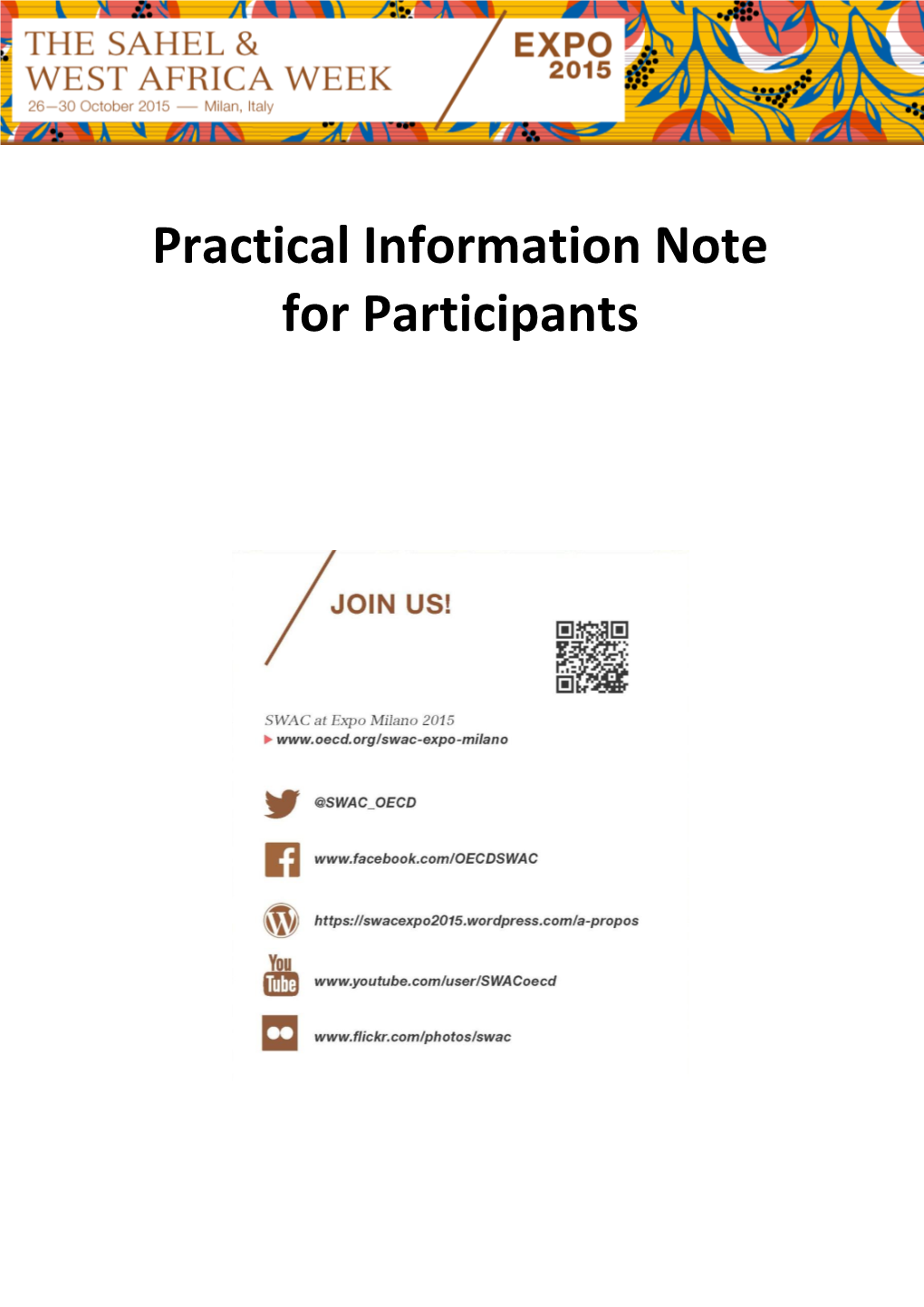 Practical Information Note for Participants