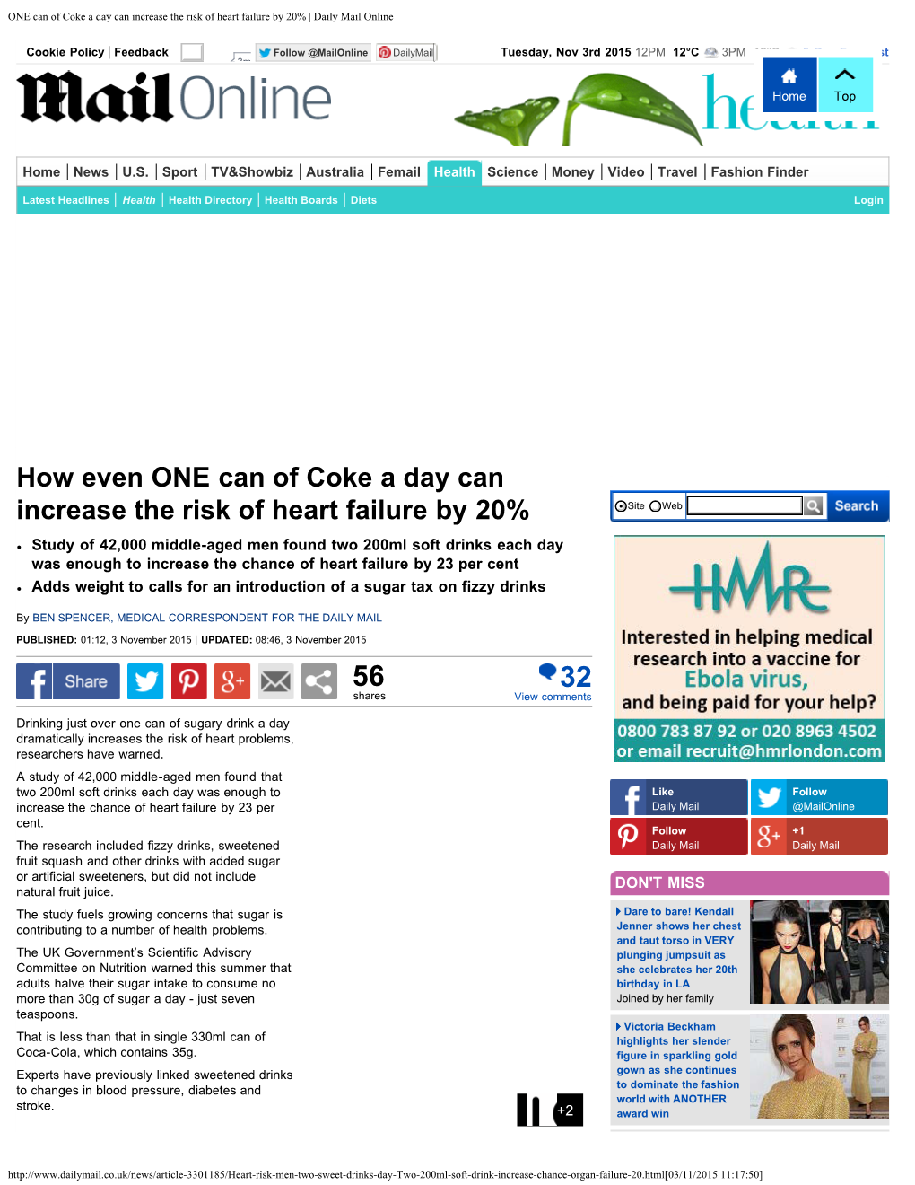 ONE Can of Coke a Day Can Increase the Risk of Heart Failure by 20% | Daily Mail Online