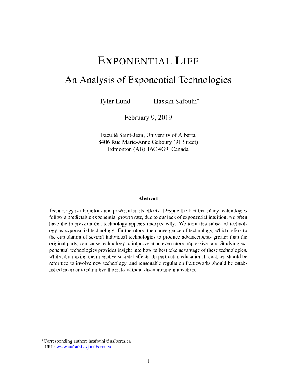 An Analysis of Exponential Technologies