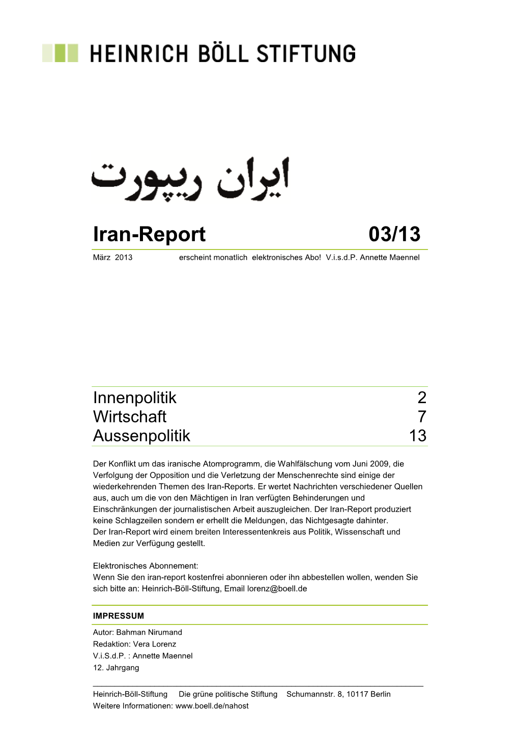 Iran-Report 03/13