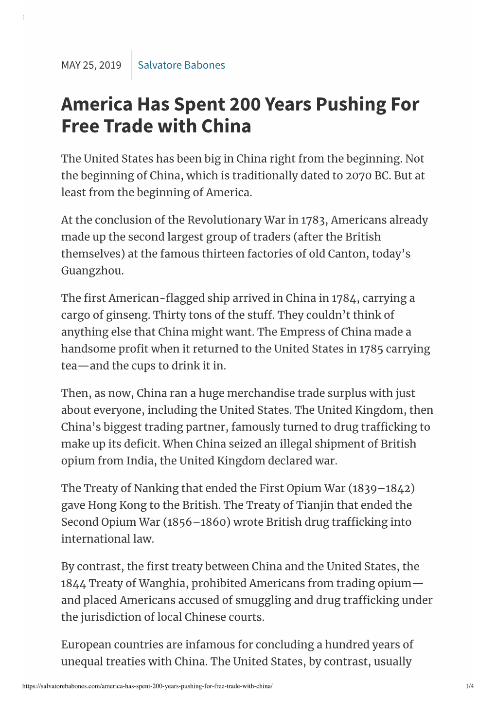 America Has Spent 200 Years Pushing For...E Trade with China | Salvatore Babones