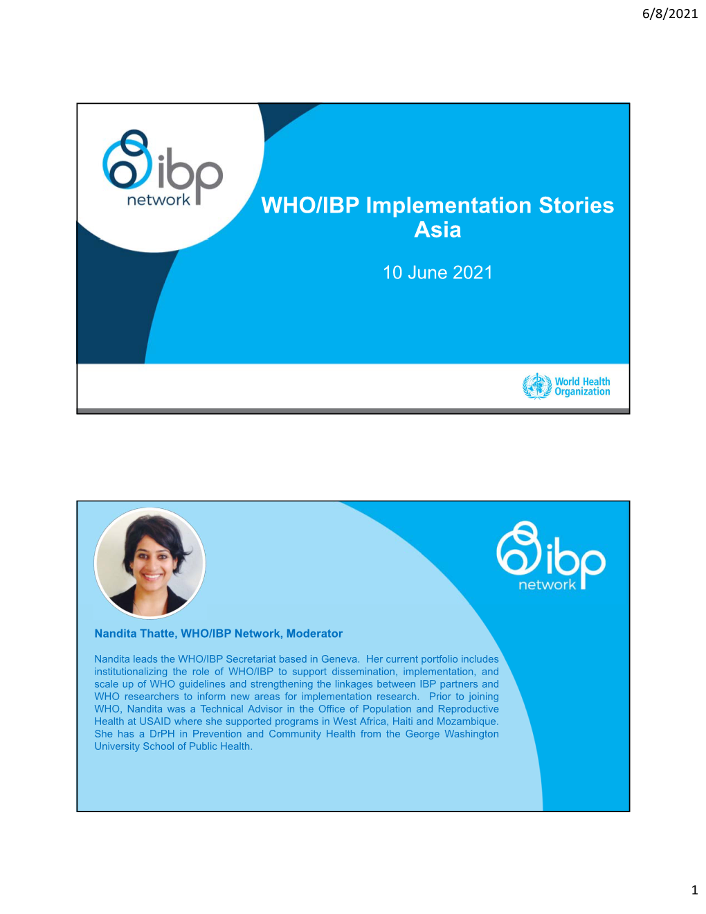 WHO/IBP Implementation Stories Asia