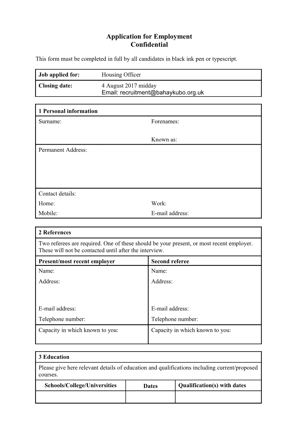 Application for Employment s118