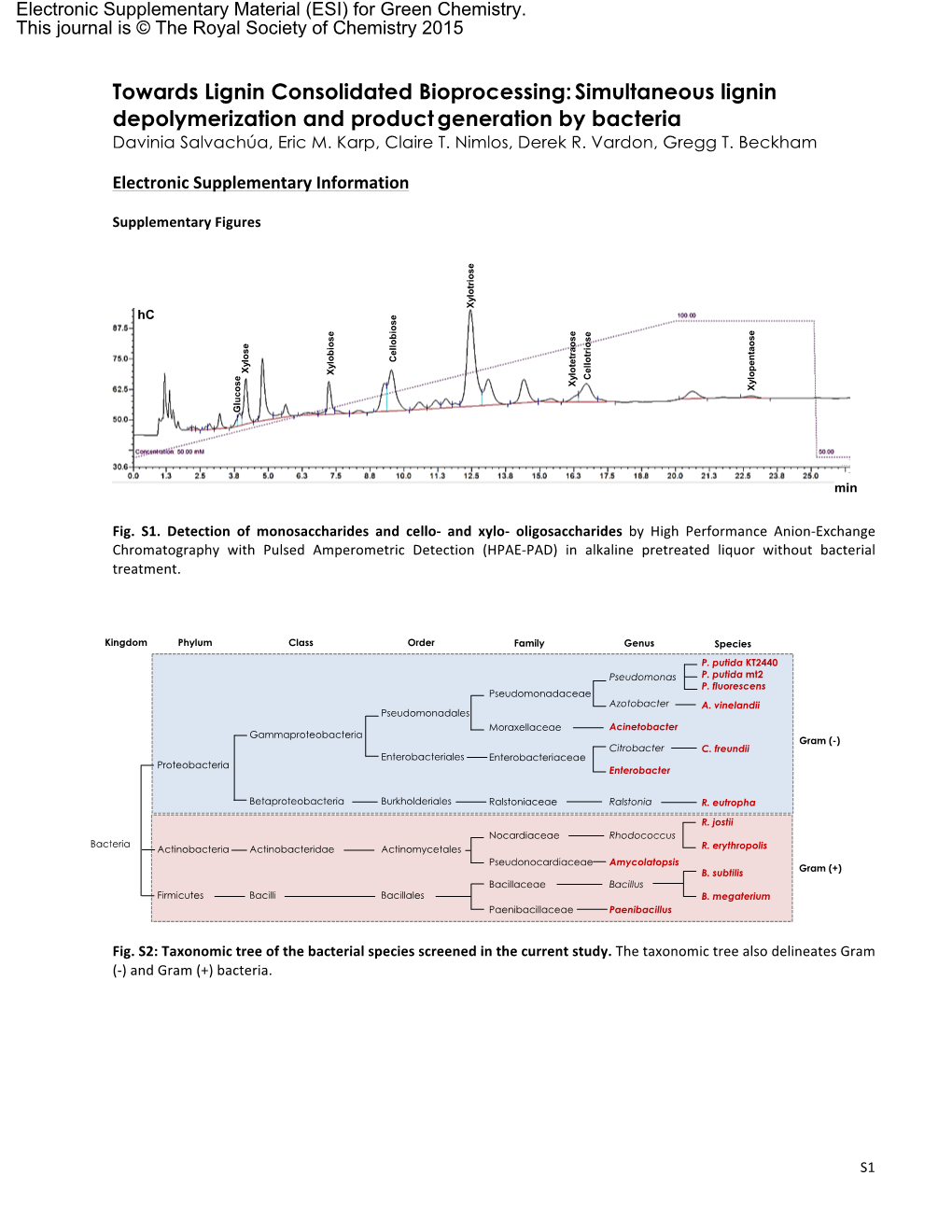 Simultaneous Lignin Depolymerization and Product Generation by Bacteria Davinia Salvachúa, Eric M