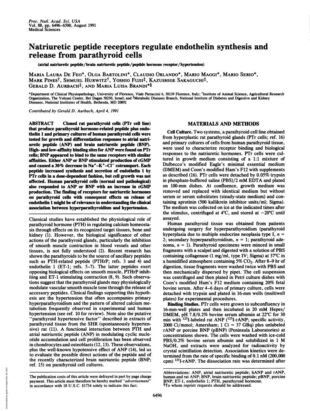 Natriuretic Peptide Receptors Regulate Endothelin Synthesis and Release