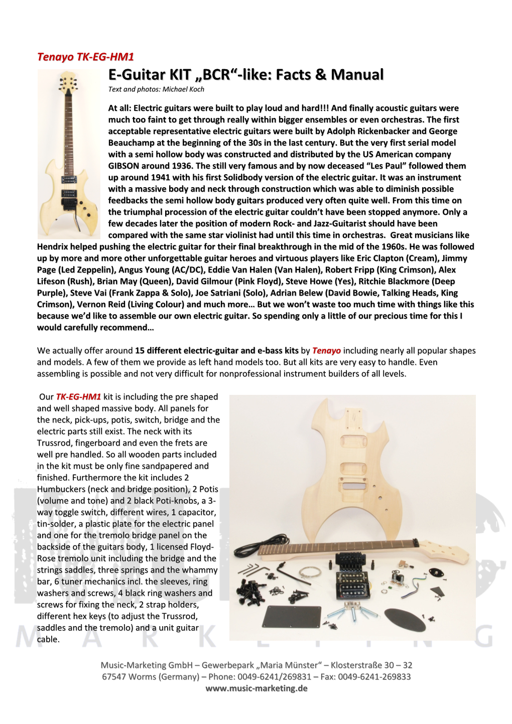 E-Guitar KIT „BCR“-Like: Facts & Manual