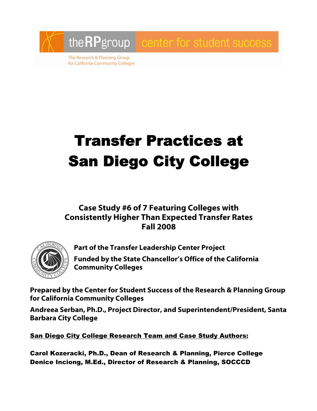 Transfer Practices at San Diego City College