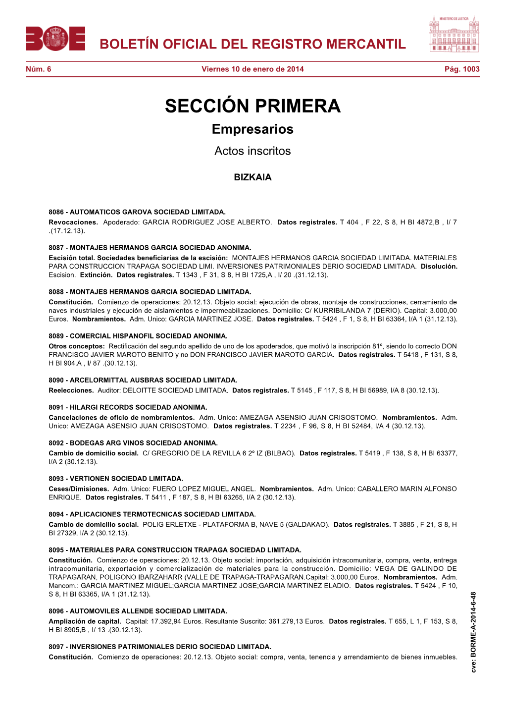 Borme-A-2014-6-48 Boletín Oficial Del Registro Mercantil