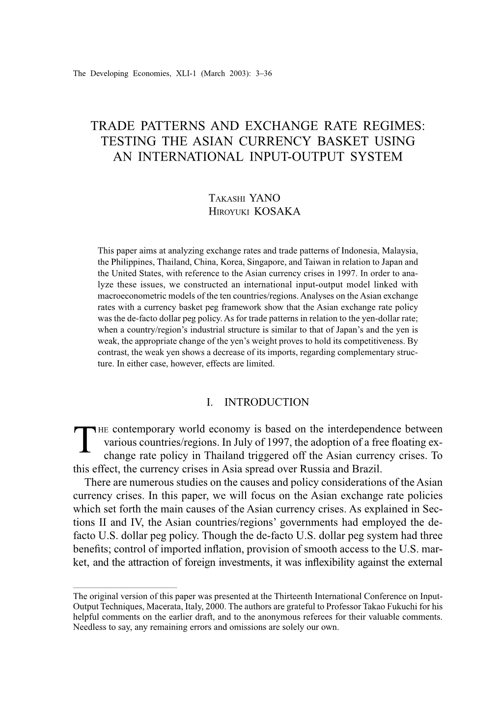 Trade Patterns and Exchange Rate Regimes: Testing the Asian Currency Basket Using an International Input-Output System