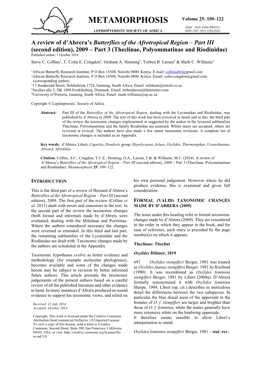 2014.10.05 Metamorphosis 25 109-122 Collins Et Al. Final.Pdf