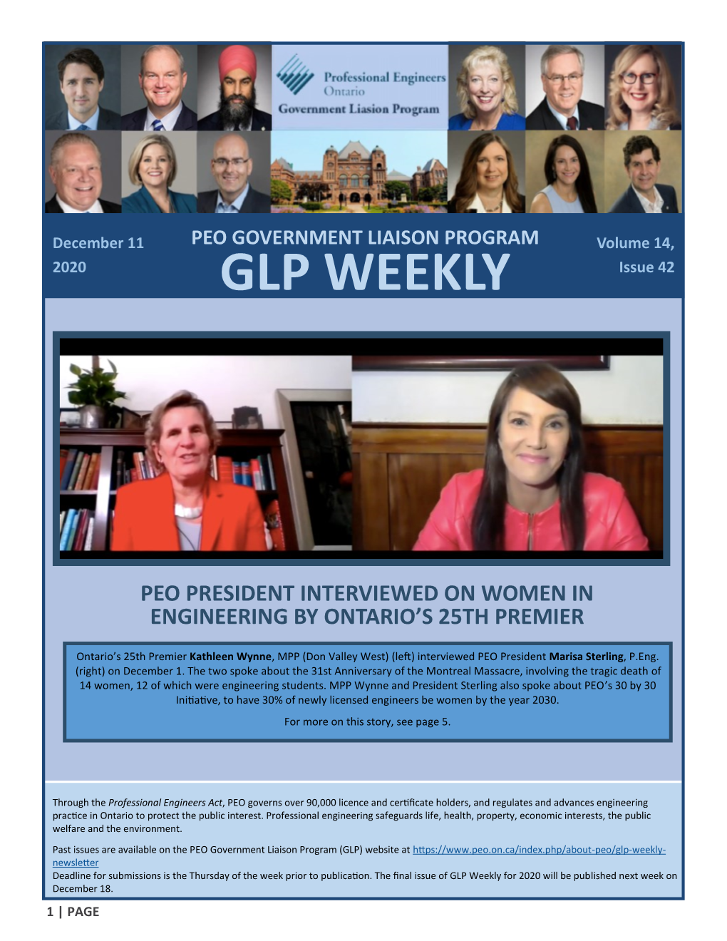 PEO GOVERNMENT LIAISON PROGRAM Volume 14, 2020 GLP WEEKLY Issue 42