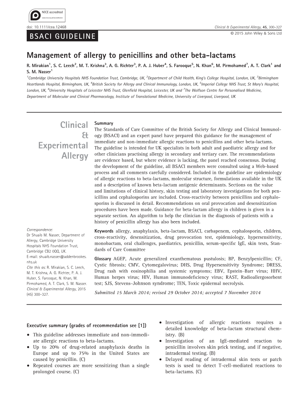 Management of Allergy to Penicillins and Other Beta‐Lactams