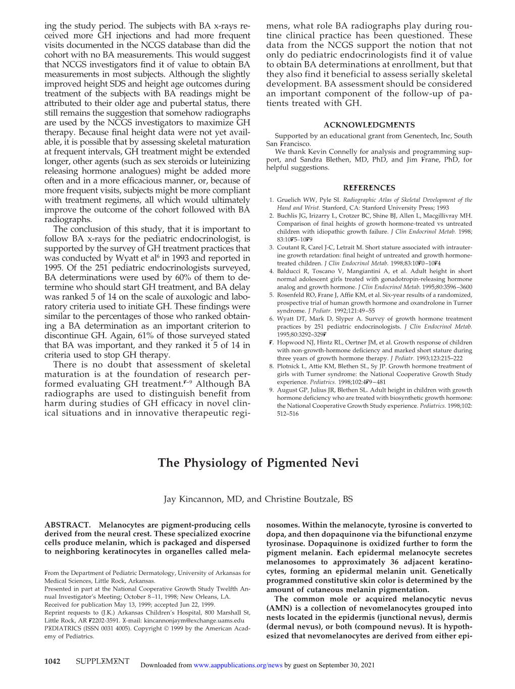 The Physiology of Pigmented Nevi