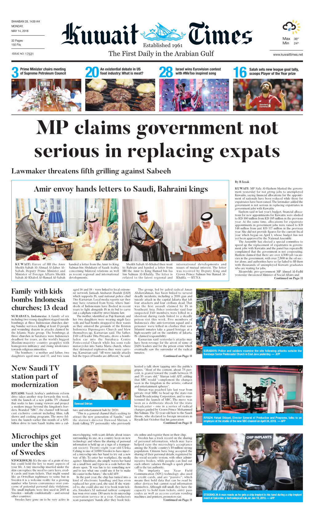 Kuwaittimes 14-5-2018.Qxp Layout 1