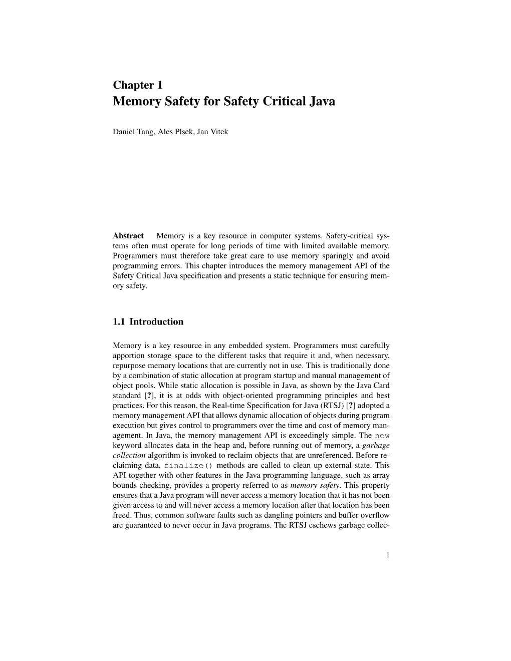 Memory Safety for Safety Critical Java